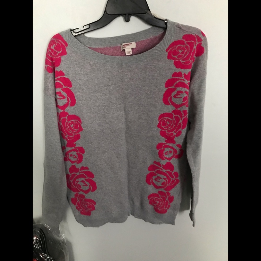 Gray and pink long sleeve sweater